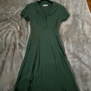 Urban outfitters green collar button up midi dress